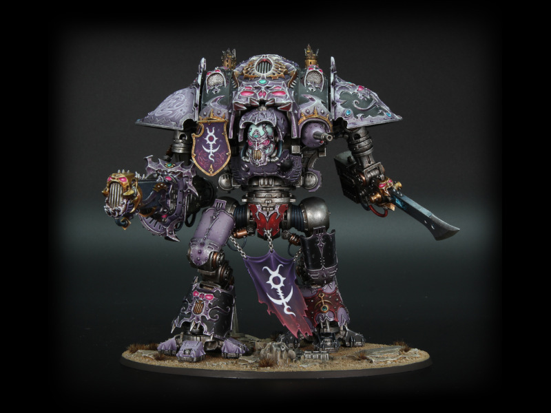 Excellent Chaos Knight in its Slaanesh version, in Les Kouzes. 
